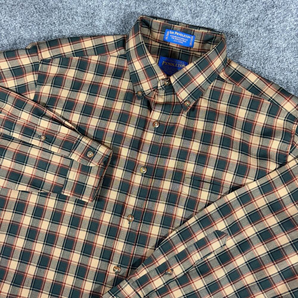 Pendleton Sir Pendleton 100% Virgin Wool LS Plaid Shirt Men's Medium Button Down